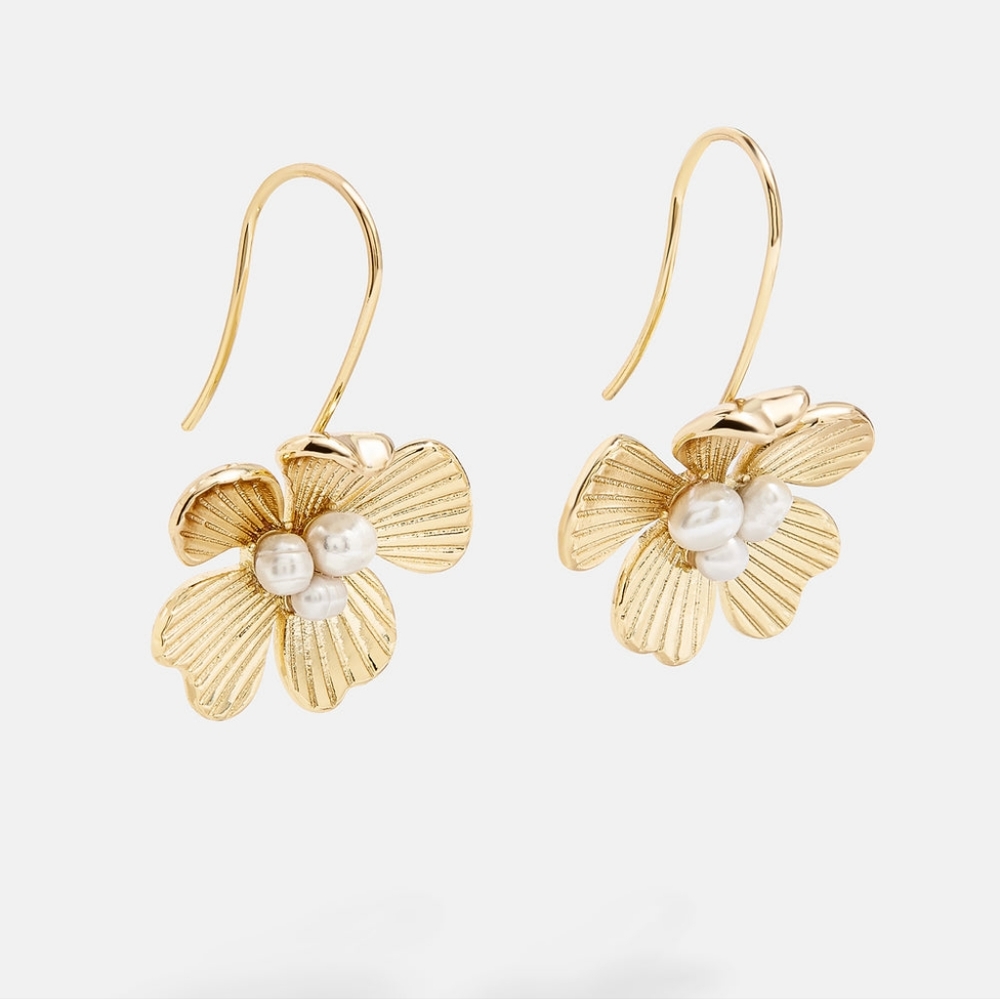 BaubleBar gold flower earrings